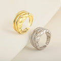 QIKU Fashion Jewelry Irregular Gold/Silver Plating Ring Copper Open Adjustable Ring for Women Simple Jewelry