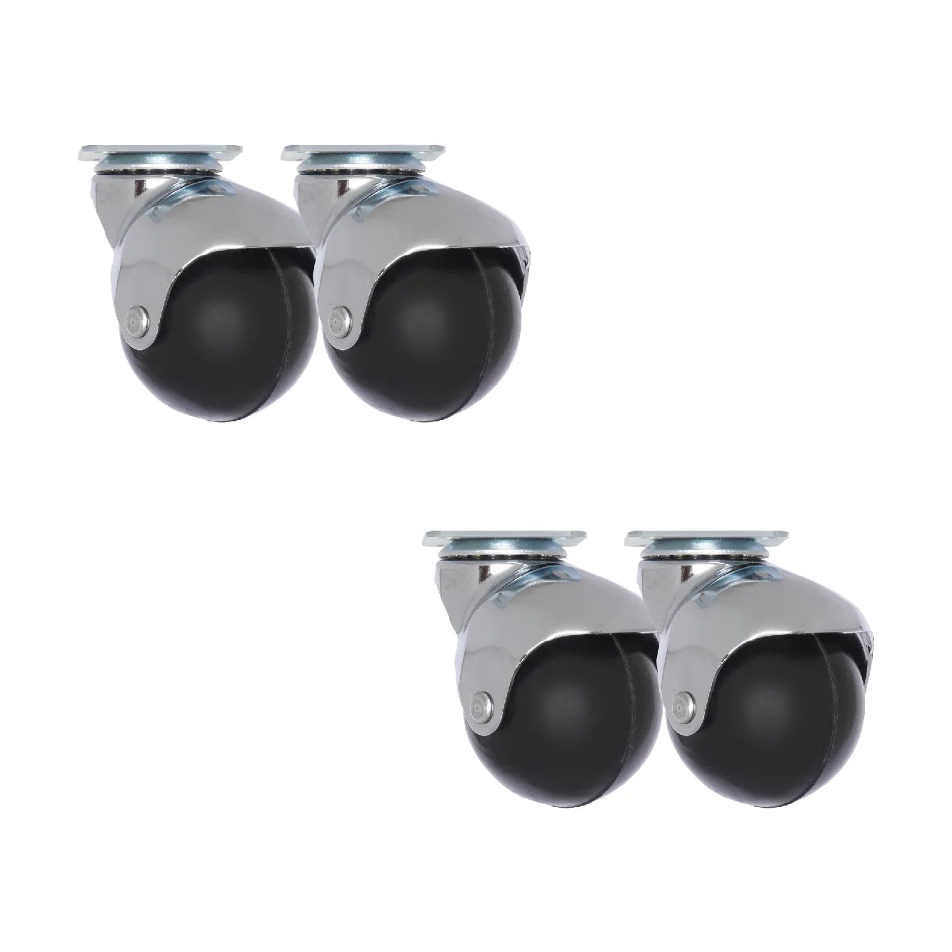 4-Pack 2 Inch TPR Silent Swivel Caster Durable Chrome Ball Wheel 50mm 40kg Load Capacity Workshop Warehouse Roller Bearing