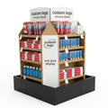 Customizable Foldable Eco-friendly Cardboard Pallet 3-Shelf Freestanding Display Stand for Promotional Advertising Display MegaBDM