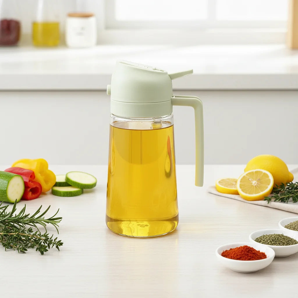 High Selling Wholesale Dual-purpose Oil Glass Bottle with Black Oil Nozzle Screw Cap for Kitchen Cooking MegaBDM