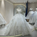 Jancember DW0048 Fashion Short Sleeve Tassel Sequin Beaded Ball Gown Wedding Dresses