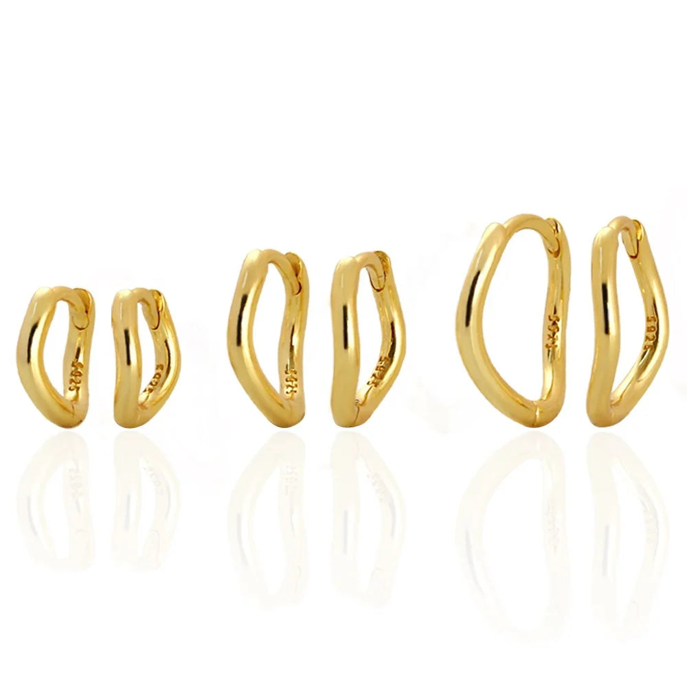 nagosa geometry 925 sterling silver 18k gold vermeil irregular wave hoop earrings women jewelry