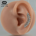 ASTM F136 Titanium Zircon Curved Ear Cartilage Tragus Flat Back Earring Internal Threaded Labret Piercing Jewelry for Weddings