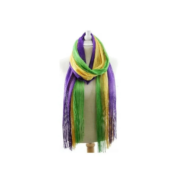 Mardi Gras Mesh Shimmering Scarf for Mardi Gras Outdoor Party Holiday Outfits