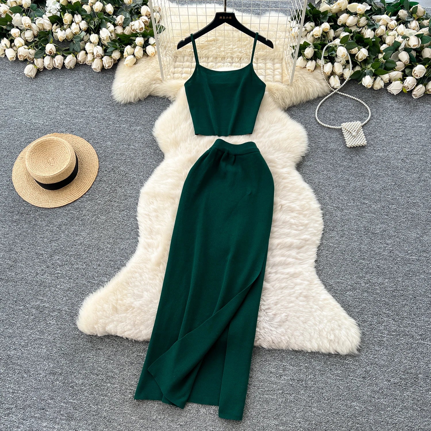 Summer Women's Y2K Sets Top And High Waist Slit Hip Skirts Set Clothing Wholesale