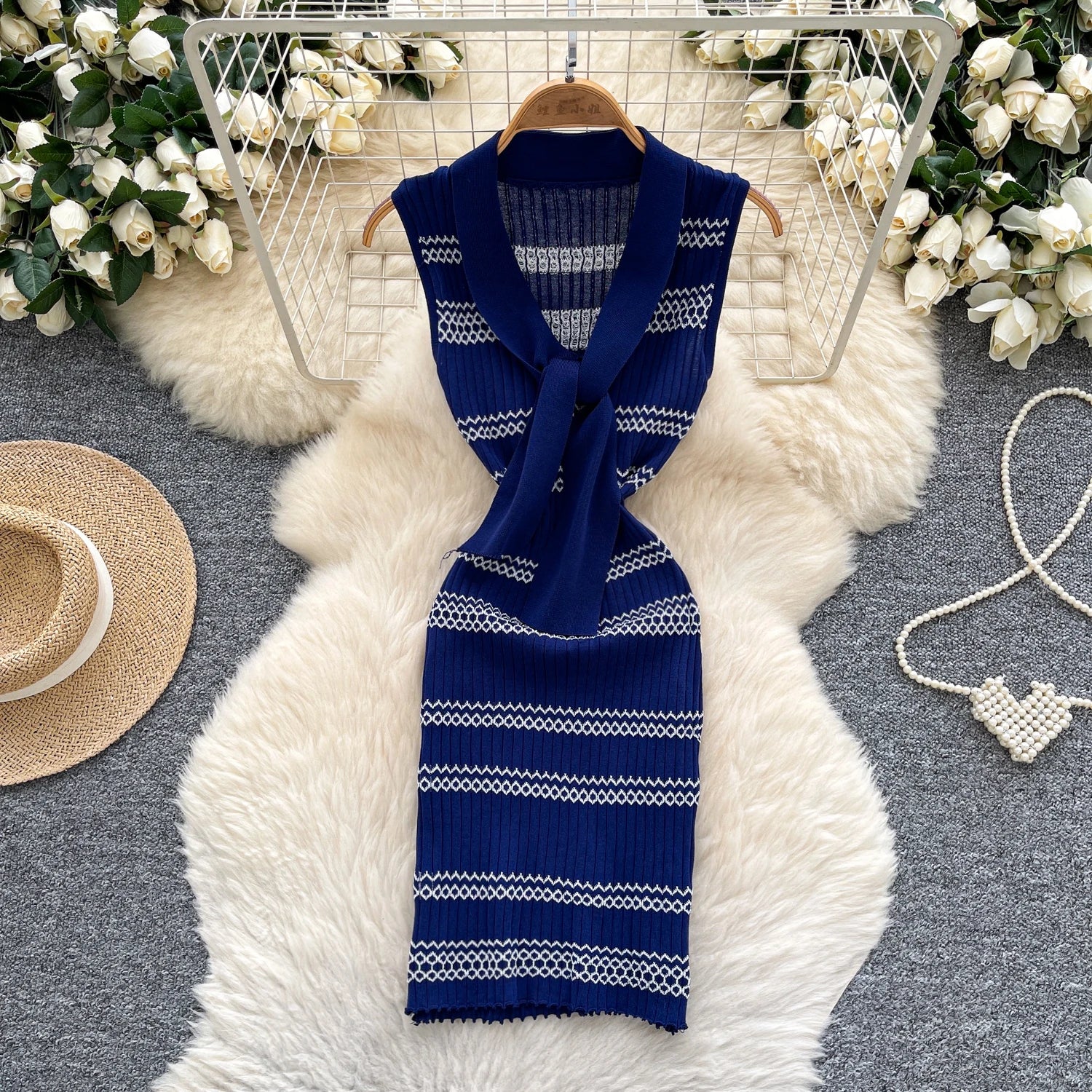 2025 Summer Vintage V-Neck Tunic Slim Bandage Hip Mini Dress for Women Sleeveless Empire Fringe Lace Dress
