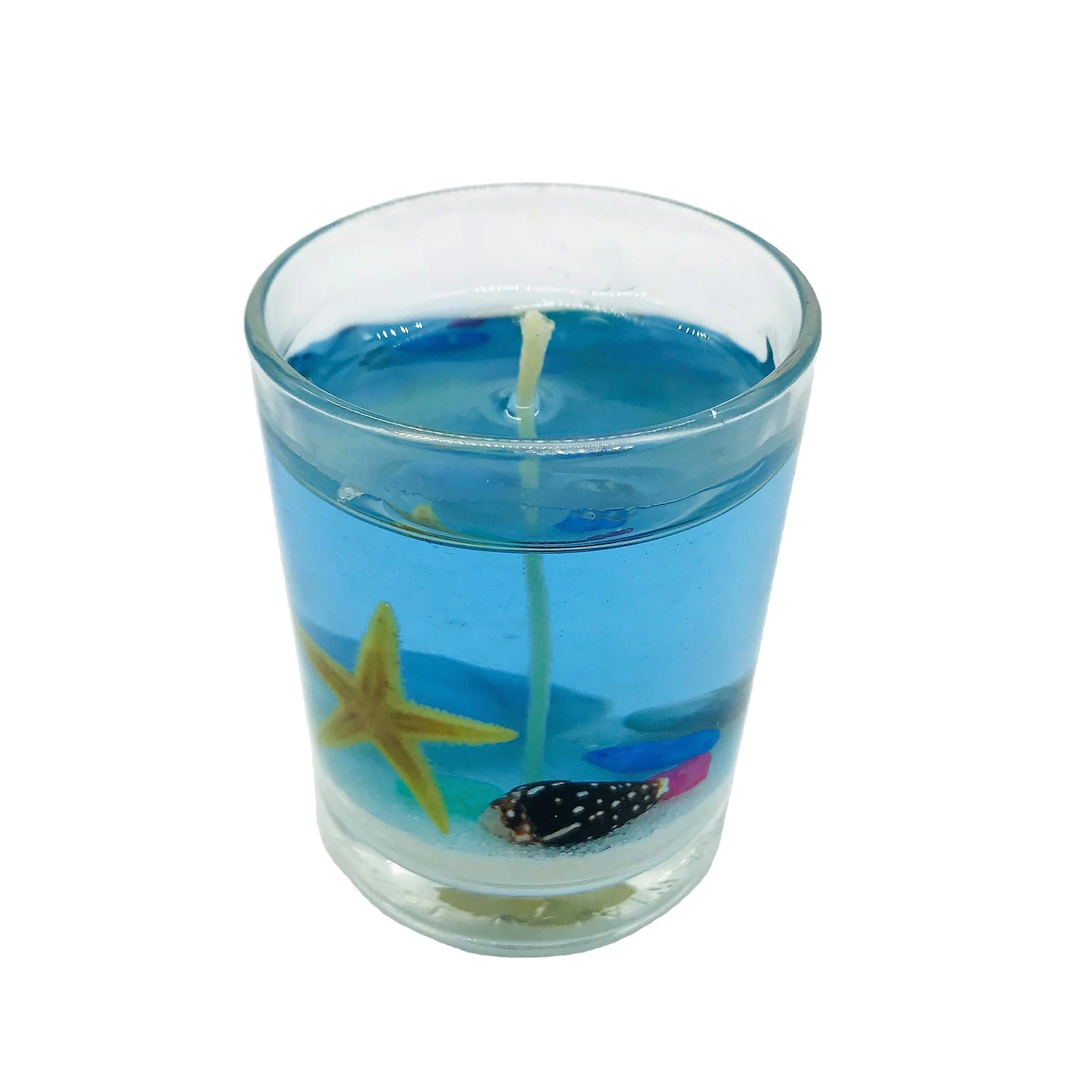 Handmade Blue Glass Soy Wax Ocean Shape Gel Jelly Candle for Valentine's Day Home Decor