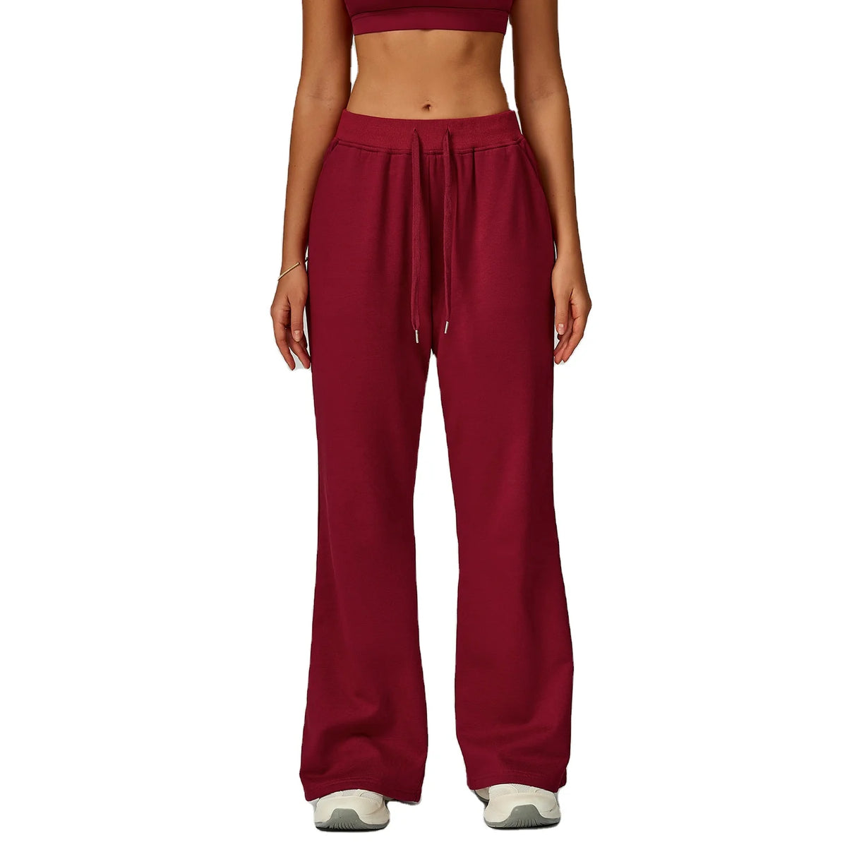GC High-waisted Loose Sportswear with Drawstring Pockets Straight-leg Casual Trousers Versatile Sports Yoga Pants for Women MegaBDM