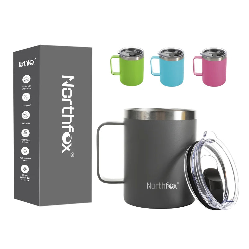 Personalized 12oz 16oz Stainless Steel Tumbler with Handle Vacuum Insulated Custom Camping Coffee Mug with Handle