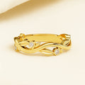 Classic 925 Sterling Silver 14K Gold IGI Certified Moissanite Leaf Design Wedding & Party Elegant Ring for Women
