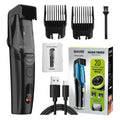 Cordless Men Beard Trimmer Rechargeable Electric Shaver with 20 Trim Built-in Vacuum Clipper for Mustache Sideburns Grooming Kit