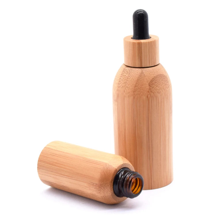 Travel-Friendly Bamboo Shell Glass Essential Oil Bottle Eco-Friendly Bamboo Sleeve Glass Bottle Facial Serum Container