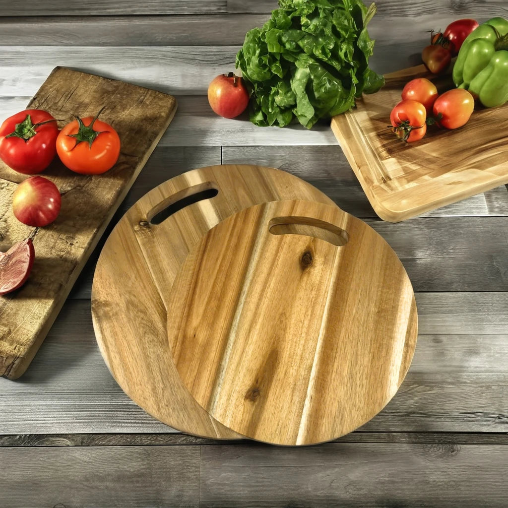 Acacia Wood Reversible Cutting Board with Juice Groove Thick Bamboo Butcher Block for Convenient Cutting Meat Vegetables Fruits