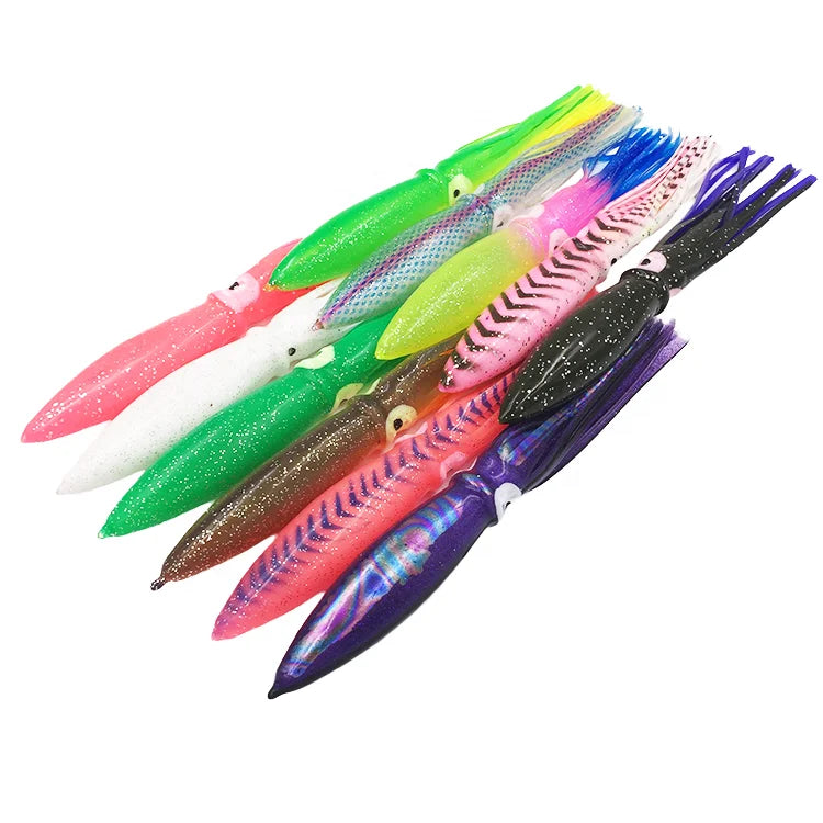9-Inch Rubber Bulb Shell Squid Fishing Lure Soft Plastic Offshore Big Game Trolling Bait Saltwater Fish Zander Sea Bass Salmon MegaBDM