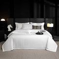 High-Grade White Polyester Home Textile Duvet Cover Texture Jacquard Pillowcase Bedsheets Five Star Hotel Four-Piece Bedding Set MegaBDM