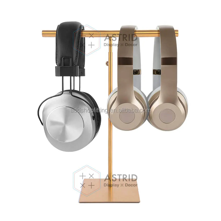 Modern Eco-Friendly Stainless Steel Gold Promotion Headset Earphone Display Holder Headphone Stand for Shop