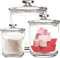 Youngever Back School Minimalist Set 3 Clear Glass Multifunction Food Storage Jars 60oz 30oz 15oz Covers Condiments Container