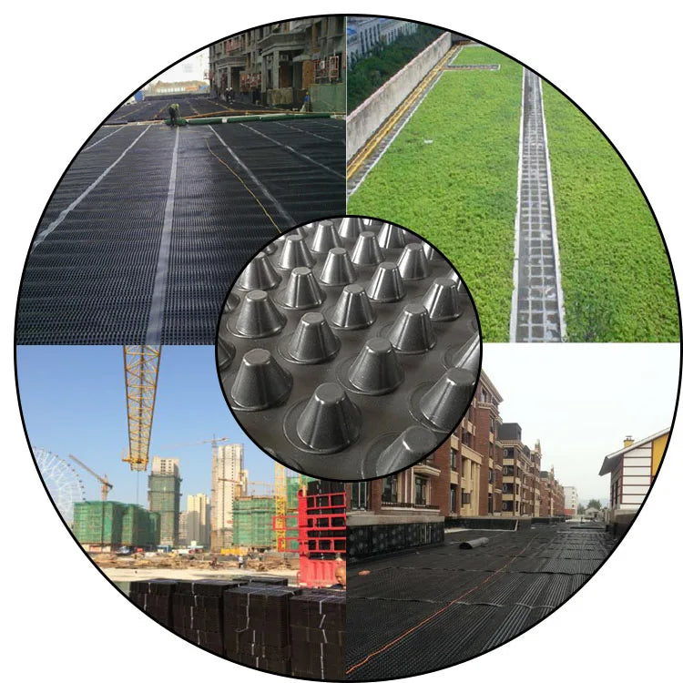 HDPE Drainage Board Construction 500mm400mm Length 500mm 400mm Width Black Green Drainage Board Sheet Drainage Cells