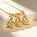 QIKU Trendy Crystal 3 Heart Girls Pendant Gold Color Necklace Copper Cubic Zirconia Choker Jewelry Mother's Day Gift Wholesale