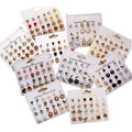 Wholesale Gold Silver Plated Rhinestone Circle Flower Heart Stud Earrings Set