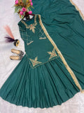 Heavy Pur Roman Glass Silk Sequencer Embroidery Wrinkle Free Lehenga Set for Women-Traditional Style All Seasons MegaBDM