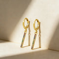 QIKU Bohemian Style Straight Line Design Drop Earrings Geometric Crystal Women Hanging Dangle Female Wedding Party Jewelry Gift
