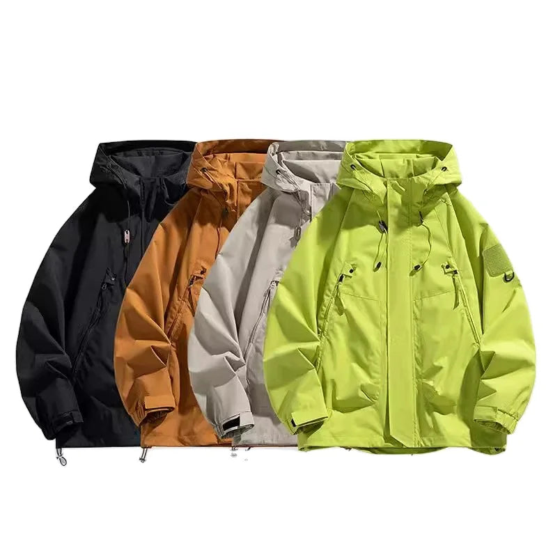 China Bangladesh Factory Price OEM Customized Logo Embroidery Windproof Rainproof Hooded Zipper Casual Outdoor Unisex Jacket