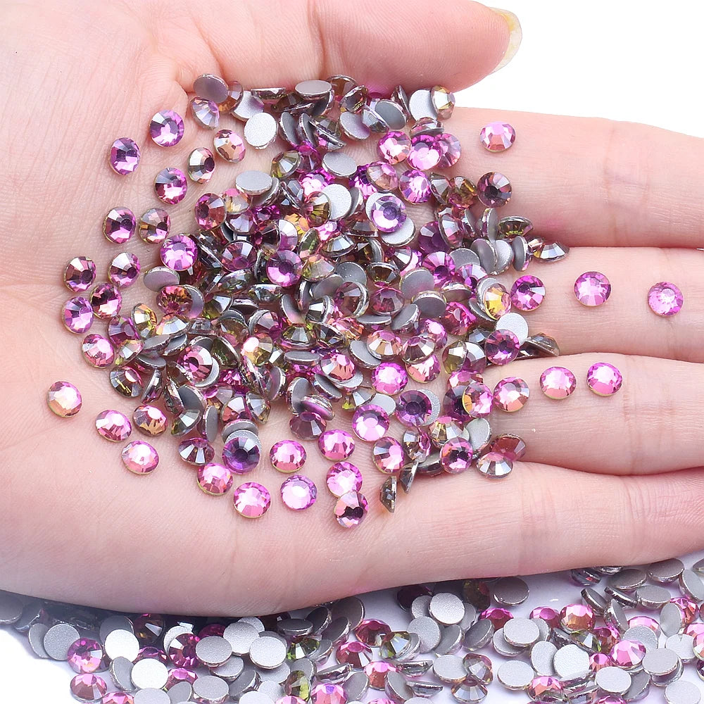 Hot Sale Super Glitter SS30 2880PCS Crystal Stones Flat Back Many Colors 3D Non HotFix Nail Rhinestones Charm Glass Bags