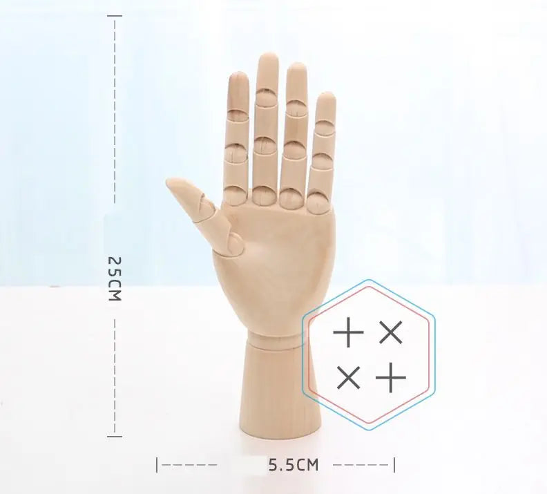 12 Inch Modern Art Wood Display Hand Model with Exquisite Carving for Drawing