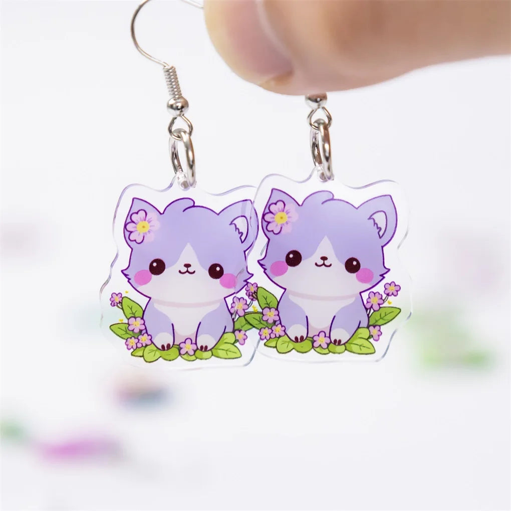 Custom Glitter Epoxy Acrylic Phone Charm Resin Earrings Double Side Printed Hologram Rainbow  Acrylic Stud Earrings