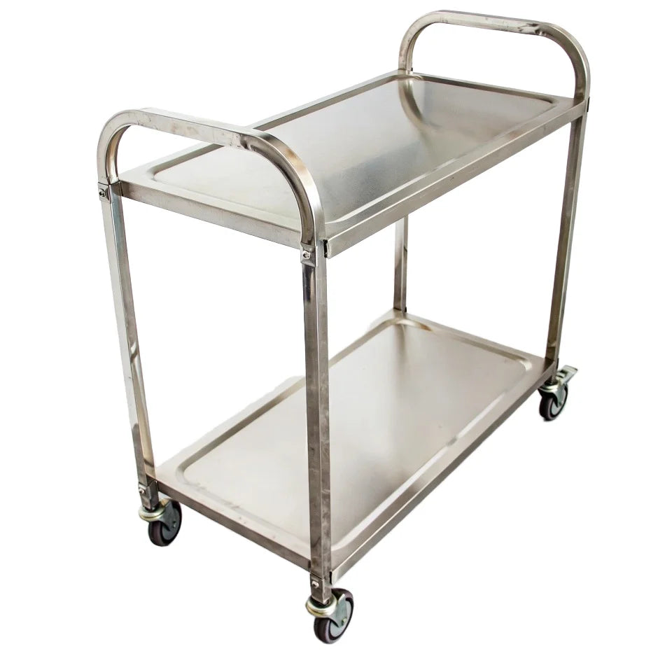 SS201/304 Stainless Steel 2 Tier Hotel Dining Delivery Cart Serving Cart Kitchen Transfer Kitchen Trolley