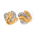 J&D Design Two-tones Irregularity  Earring 18k PVD Stainless Steel Gold Plated Daily Wearing Earring for Women