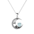 925 Sterling Silver Natural Gemstone Sky Blue Topaz Crescent Moon Pendant Necklace Jewelry for Women Girls Destiny Jewellery