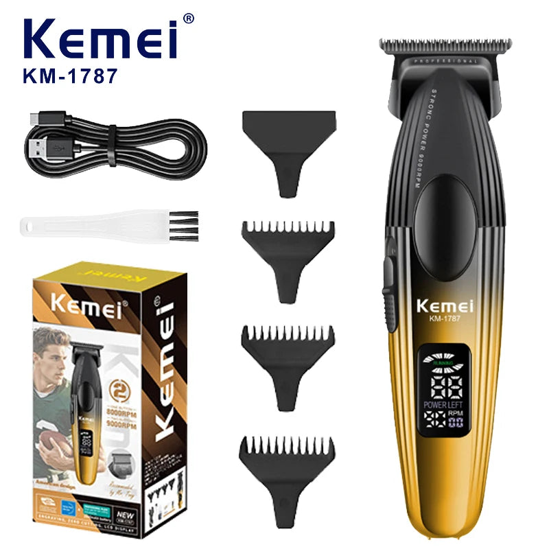 KEMEI KM-1787 Professional Electric Hair Clipper 9000 RPM Rechargeable Hair Trimmer Adjustable Men's Haircut Tool