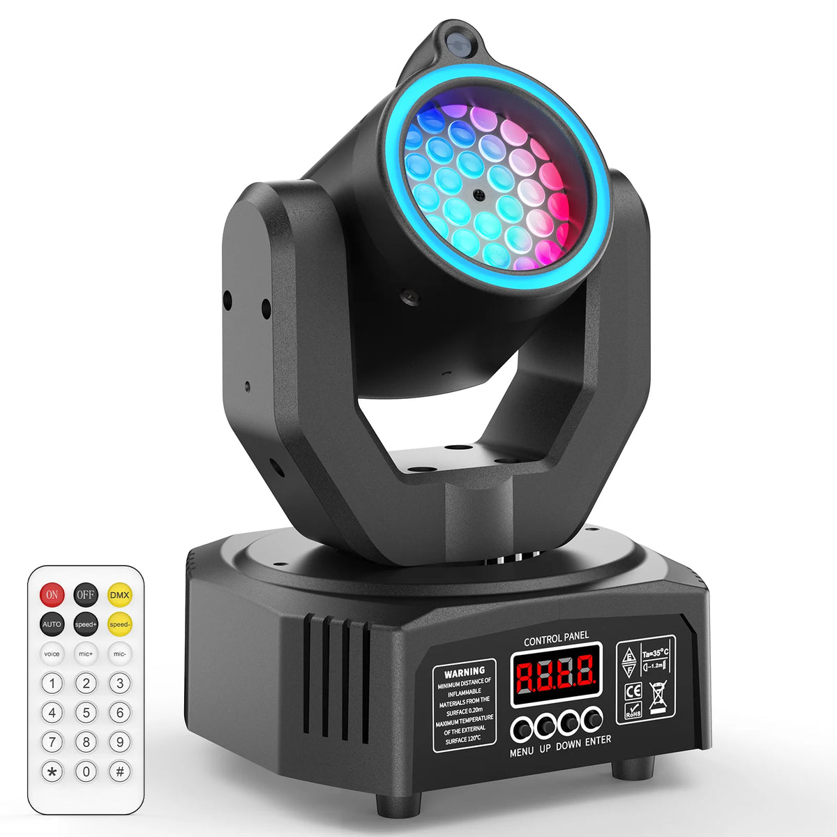 U`King Mini 30W Beam Pattern Moving Head Light DMX Remote Control Strobe Effect Stage Light for DJ Disco Party Bar MegaBDM