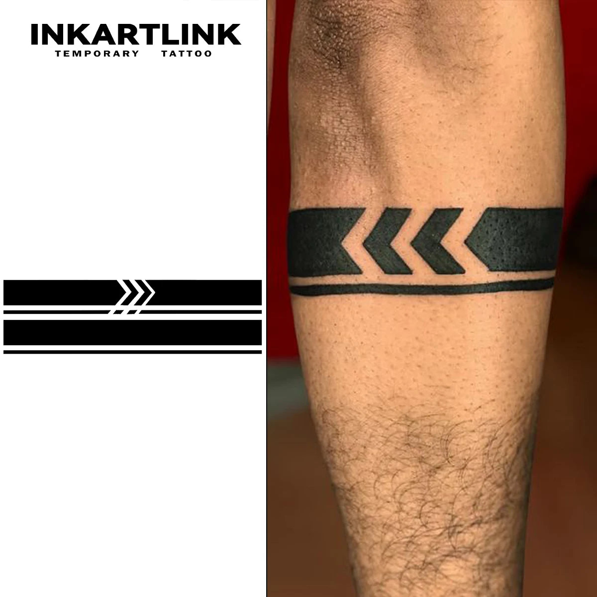 INKARTLINK Double Arrow Tattoo Sticker Minimalist Armband Geometric Band Herbal 15Days Semi-permanent Body Art Forearm Wholesale MegaBDM
