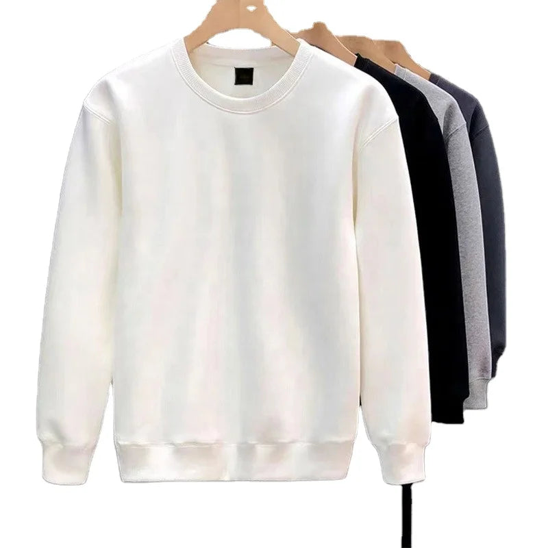 China Bangladesh Factory Price OEM Customized Logo Embroidery Mens Solid Color Crew Neck Loose Fit Korean Style Sweatshirt