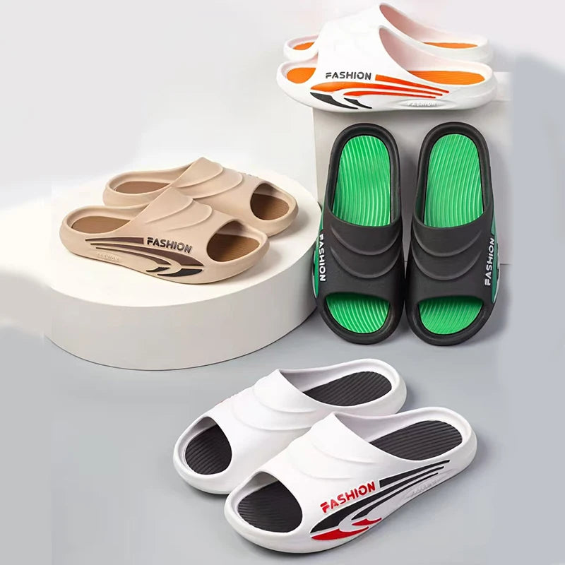 PVC Soft Slippers for Men Anti-Slippery Light Weight Breathable Casual Comfortable Fashion Trend Slide Shoes