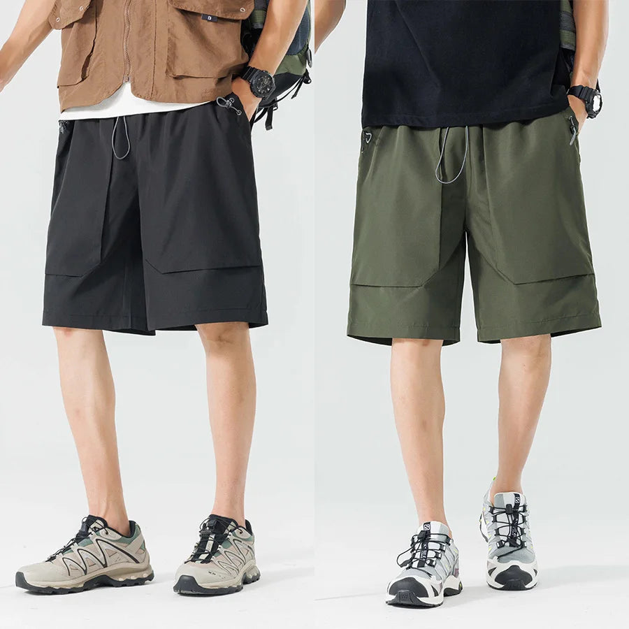 Wide Leg Moisture Wicking Polyester Streetwear Sport Casual Sweat 3D Pocket Cargo Shorts Men Casual Sport Outdoor Shorts MegaBDM