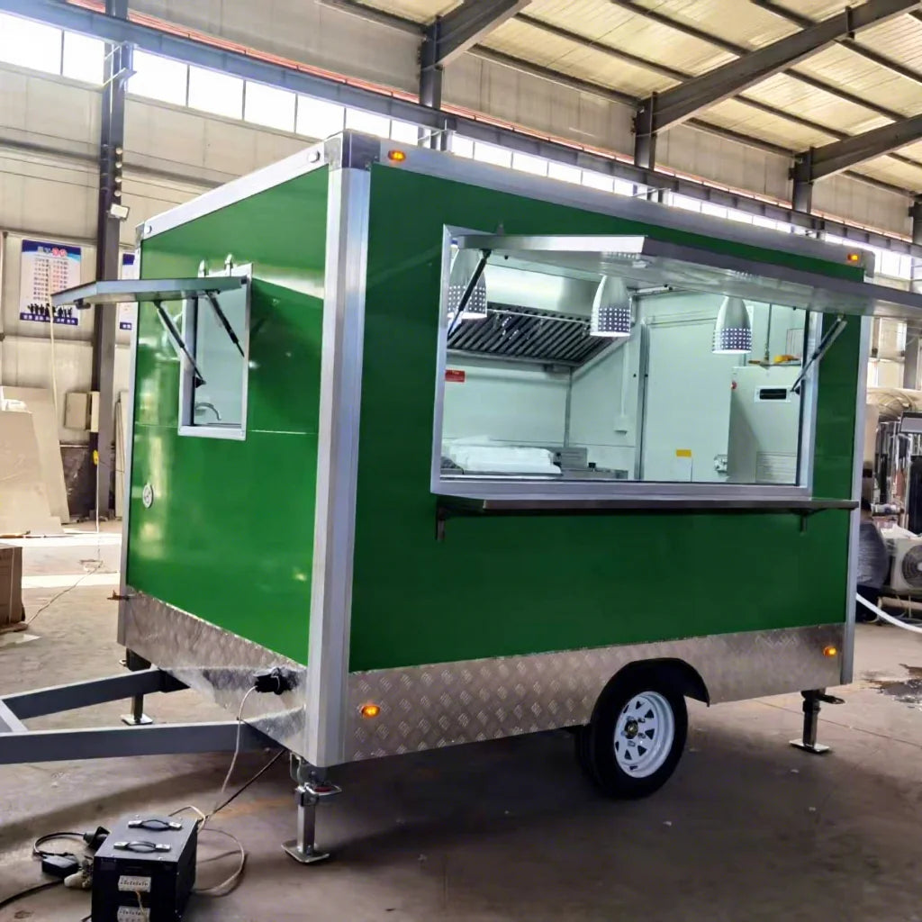 Used Stainless Steel Street Ice Cream Cart Trailer Rust Resistant Features Fast Food Hotdog Commercial Food Truck 1 Year