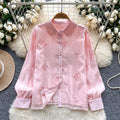 Autumn Full Sleeve Vintage Blouses Women Hollow Out Shirts Ladies Elegant Tops Clothes Women Wholesale