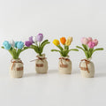 New Styles Handmade Crochet Tulip Flower Emotional Desktop Decoration Piece Multi-Head Gift Textile Handicrafts