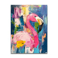 Custom Hot Sell Abstract Modern Thick Oil Texture Flamingo Acrylic Hand-painted Texture Wall Art for Hotel