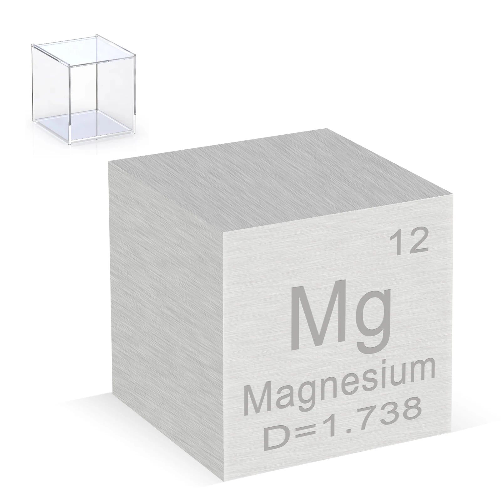 Magnesium Cube 0.39'' 99.99% High Purity Metal Density Element Cube for Elemental Collection Experiment with Acrylic Case