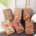 Women's Large Capacity Fashion Bohemian Shoulder Bag Multi-Functional Cork Zipper Geometric Pattern Waterproof All Seasons