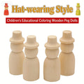 Natural Wood Color Puppet 65MM Small Wooden Figure with Hat DIY Children's Creative Painting Educational Toy MegaBDM