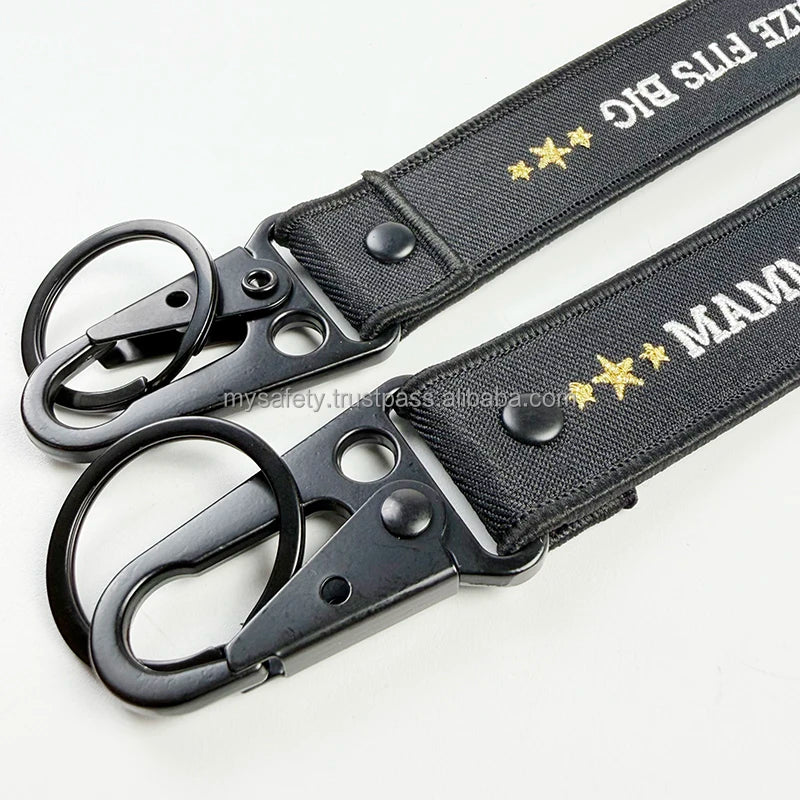 3 Custom Gold Embroidery Personalized Anime Motorcycle Airline Keychain Tag with Zinc Alloy Carabiner-Sports Style
