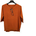 High Quality Ladies' Fashion Sweater Short Sleeves Knitted Pullover Crew Neck Casual Style Solid Nylon/Acrylic Hot Sale Apricot