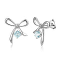 925 Sterling Silver Natural Gemstone Sky Blue Topaz Cute Knot Stud Earrings Gift for Girlfriend / Women Destiny Jewellery
