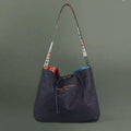 Vintage-inspired Reversible Denim Shoulder Bag with Colour-blocked Ethnic-style Large-capacity Tote 2026